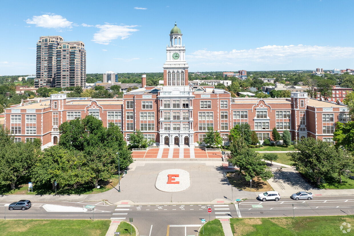 Exterior view of East High School in Denver, Colorado